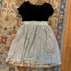 Size 10 Chasing Fireflies holiday dress black&gold
